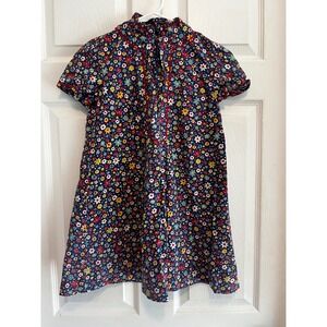 Girls Floral Print Dress Colorful Flowers Ruffle Neck Short Sleeve Party 7